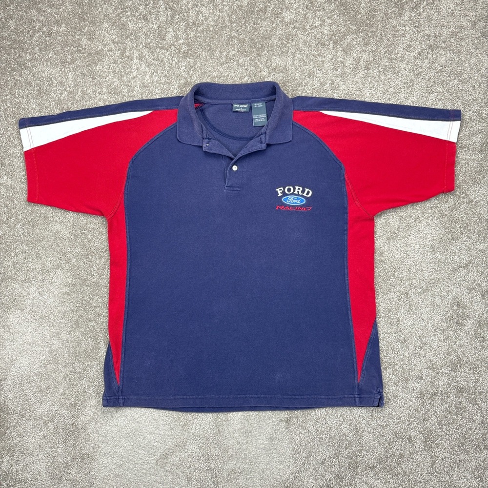 Vintage Y2K‎ Ford Racing Polo Shirt Large